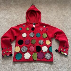 Susan Bristol Red hand embroidered Sweater